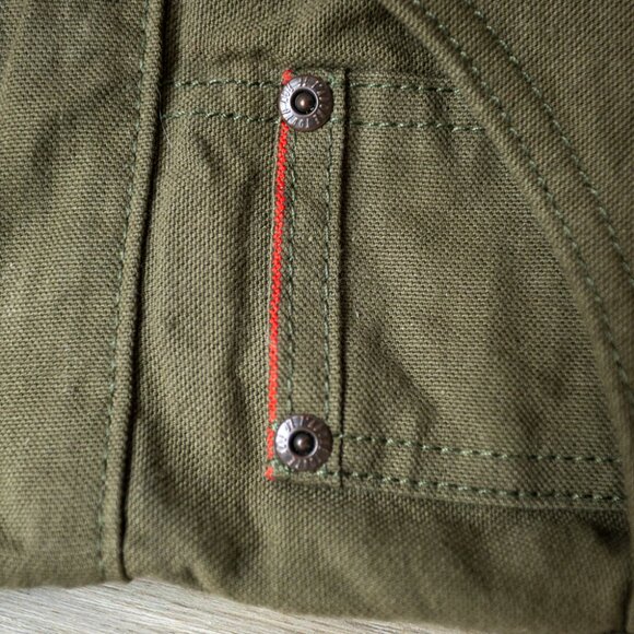 Naked & Famous Army Green Duck Canvas Selvedge Classic Fit 27 - Picture 9 of 10